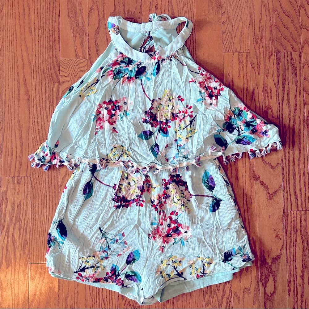 Davi & Dani | light green and floral romper